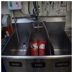 Dishwashing facilities — sanitation standards not met