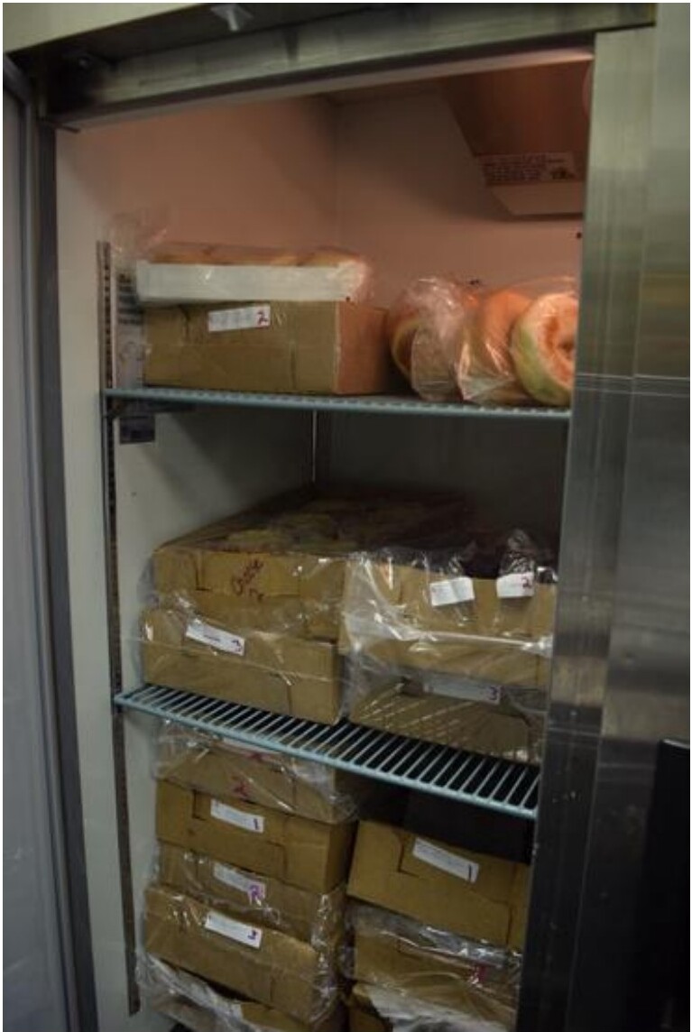 Refrigerator — unclean and disorganized