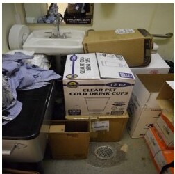 Restroom — food/beverage items stored inside